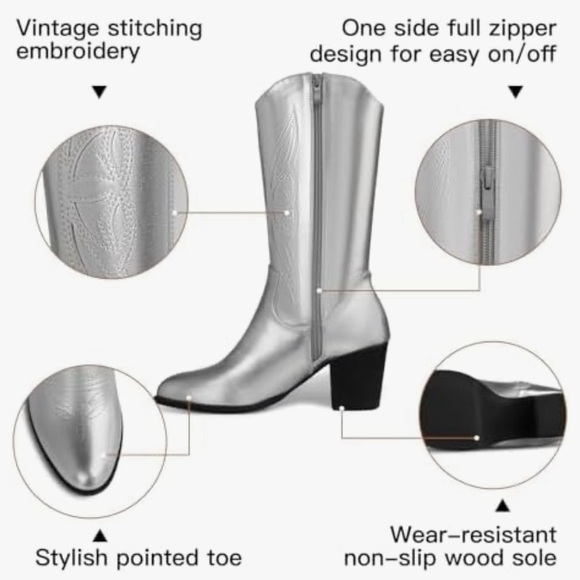 Silver Cowgirl Boots Size 10 - Picture 7 of 10